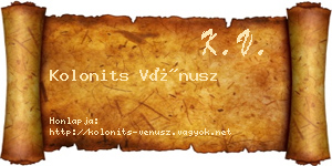 Kolonits Vénusz névjegykártya